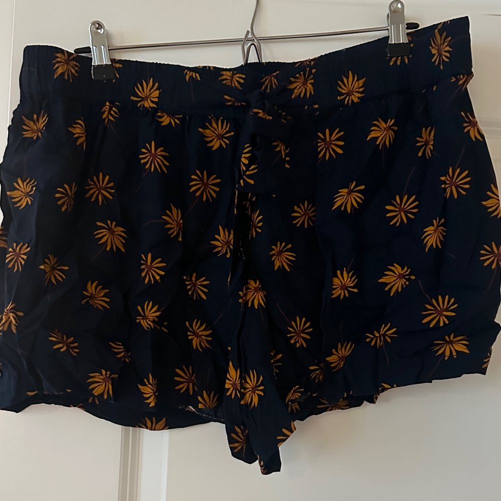 Madewell High Waist Navy and Yellow Floral Shorts